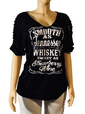 Black V-Neck Graphic Women’s Tee - Smooth as Tennessee Whiskey